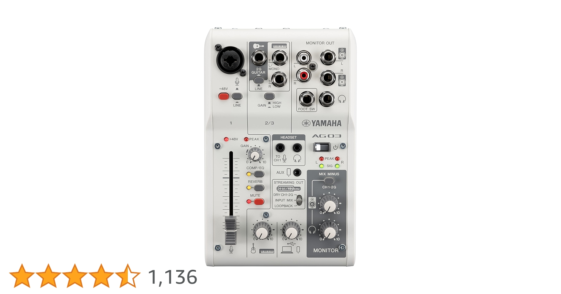 ヤマハ(YAMAHA) ライブストリーミングミキサー 3チャンネル ホワイト 818zn6+hkfL.jpg_BO30,255,255,